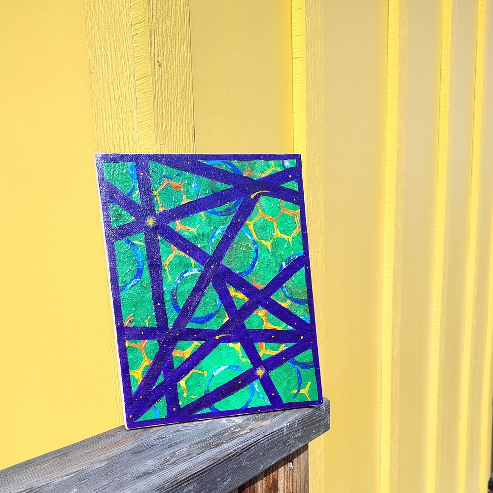 Abstract Blue and Green Canvas Art
